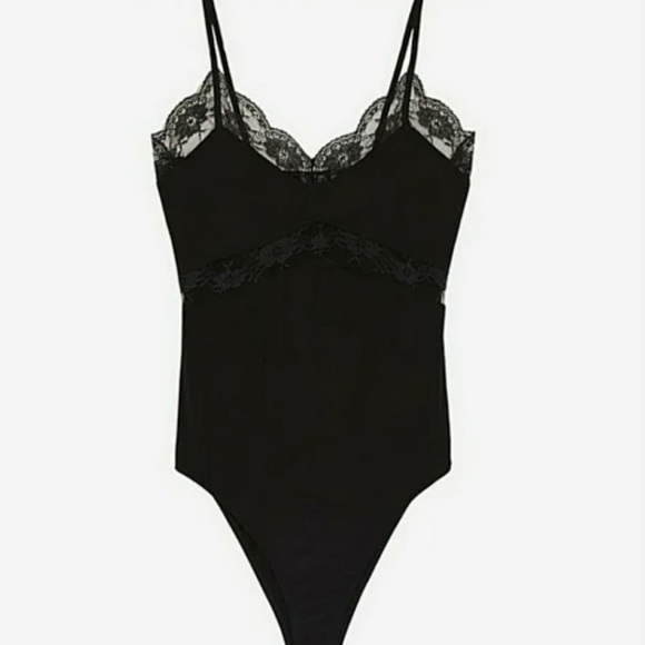 Zara Tops Zara Black Bodysuit With Lace Detail Poshmark